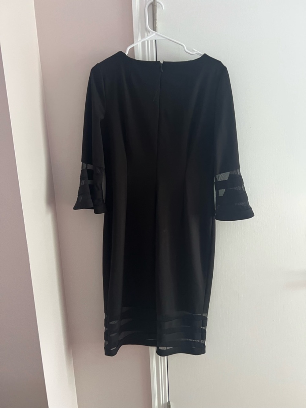 Calvin Klein Black Sheath Dress with Mesh Stripe Accents - Picture 3 of 3